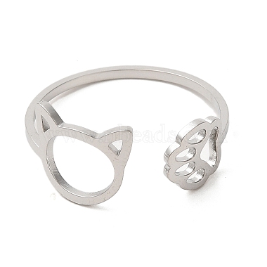 304 Stainless Steel Open Cuff Ring(RJEW-Z026-05P)-2