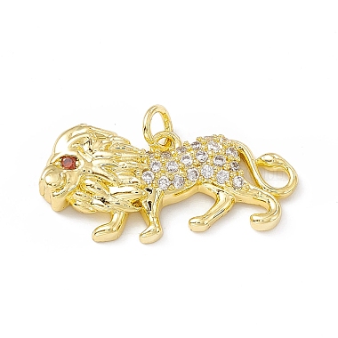 Golden Clear Lion Brass+Cubic Zirconia Pendants