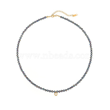 Black Flat Round Stainless Steel Necklaces
