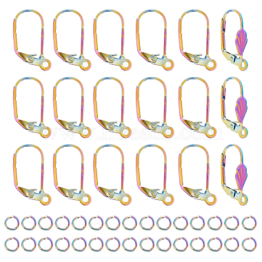 Rainbow Color 304 Stainless Steel Leverback Earring Findings