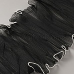 Polyester Flower Bouquet Wrapping Mesh Paper, for Valentine's Day, Wedding, Birthday Decoration, with Plastic Beads, Black, 10-5/8 inch(270mm), about 4.00 Yards(3.66m)/pc(SRIB-WH0011-215B)