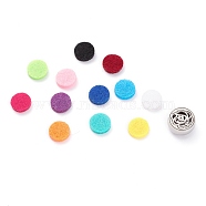 304 Stainless Steel Magnetic Diffuser Locket Aromatherapy Essential Oil Buckle, with Perfume Pad, Perfume Button for Face Mask, Flat Round with Rose, Mixed Color, 12x4.5mm(AJEW-M027-04P)