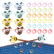 Bees Silicone Knitting Needle Point Protectors, Knitting Needle Stoppers with Zinc Alloy Stitch Markers, Mixed Color, Stoppers: 30x37x9.5mm, Hole: 2mm, 8pcs, Marker Rings: 14.5x1mm, 30pcs(SIL-NB0001-37)