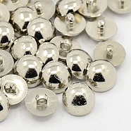 1-Hole Plating Acrylic Shank Button, Half Round/Dome Buttons, Silver Color Plated, 15x6mm, Hole: 2mm(BUTT-D005-01)