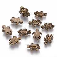 Tibetan Style Alloy Beads, Tortoise, Cadmium Free & Nickel Free & Lead Free, Antique Bronze, 12.5x9x4mm, Hole: 1mm(X-TIBEB-7681-AB-NR)