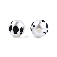 Halloween Opaque ABS Plastic Imitation Pearl Enamel Beads, Round with Spade, Black, 11.5~12mm, Hole: 2mm(KY-G020-01G)