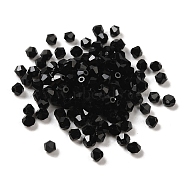 Transparent Glass Beads, Faceted, Bicone, Black, 3.5x3.5x3mm, Hole: 0.8mm, 720pcs/bag. (G22QS-12)