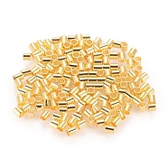Cadmium Free & Nickel Free & Lead Free Brass Crimp Beads, Tube, Golden, 2x2mm, Hole: 1.5mm(E003-G-NF)