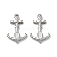 304 Stainless Steel Pendants, Anchor Charms, Stainless Steel Color, 23x14.5x3mm, Hole: 2mm(STAS-P319-45P)