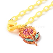 Transparent Acrylic Pendants Necklaces, with Opaque Acrylic Cable Chains, Sunflower, Yellow, 21.25 inch(54cm)(NJEW-JN03521-01)