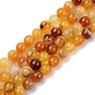 Natural Sardonyx Beads Strands, Dyed & Heated, Round, Gold, 8mm, Hole: 1mm, about 48pcs/strand, 14.96 inch(38cm)(G-S369-002C-B02)
