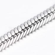 304 Stainless Steel Square Snake Chains, Soldered, Stainless Steel Color, 1.5mm(CHS-L001-165-1.5mm)