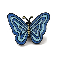 Butterfly Black Aolly Brooches, Enamel Pins, Marine Blue, 23x28x2mm(JEWB-U004-06EB-02)