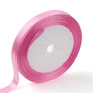 Single Face Satin Ribbon, Polyester Ribbon, Breast Cancer Pink Awareness Ribbon Making Materials, Valentines Day Gifts, Boxes Packages, Hot Pink, 3/8 inch(10mm), about 25yards/roll(22.86m/roll), 10rolls/group, 250yards/group(228.6m/group)(RC10mmY-079)