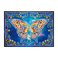 DIY Luminous Diamond Painting Kits, including Canvas, Resin Rhinestones, Diamond Sticky Pen, Tray Plate and Glue Clay, Rectangle, Butterfly Pattern, 400x300mm(DIAM-PW0001-258B-06)