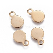 201 Stainless Steel Charms, Flat Round, Stamping Blank Tag, Golden, 10x7x0.6~0.7mm, Hole: 1.8~2mm(STAS-F192-032G)
