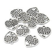 Tibetan Style Alloy Pendants, Cadmium Free & Lead Free, Heart with Tree, Antique Silver, 18x17x1.5mm, Hole: 1.8mm(TIBEP-YW0001-67)