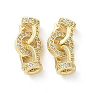 Brass Micro Pave Clear Cubic Zirconia Fold Over Clasps, Ring, Golden, 20mm(KK-Z083-03G)