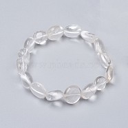 Natural Quartz Crystal Stretch Beaded Bracelets, Tumbled Stone, Nuggets, 1-7/8 inch~2-1/8 inch(4.8~5.5cm), Beads: 6~15x6~11x3~11mm(BJEW-K213-C01)