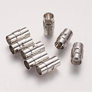 Brass Locking Tube Magnetic Clasps, Column, Platinum, 18x10mm, Hole: 8mm(KK-Q089-N)