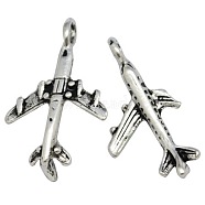 Tibetan Style Alloy Airliner Pendants, Passenger Airplane, Antique Silver, Lead Free and Nickel Free, 22x15x3mm, Hole: 2.5mm(X-TIBEB-A101638-AS-FF)