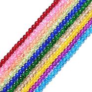 Mixed Crackle Glass Bead Strands, Round, Bead: 4mm in diameter, about 195pcs/strand, 32 inch long, hole: about 0.5mm(GGC4mm)