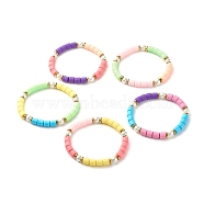Column Beads Stretch Bracelet for Girl Women, Glass Pearl & Polymer Clay & Non-magnetic Synthetic Hematite Beads Bracelet, Mixed Color, Inner Diameter: 2-1/8 inch(5.4cm)(BJEW-JB07182)