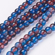 Crackle Glass Beads Strands, Round, Medium Blue, 6mm, Hole: 1.3~1.6mm, about 125~133pcs/strand, 31.4 inch(X-CCG-Q002-6mm-12)