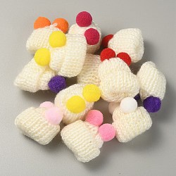 Woolen Crochet Mini Hat with Double Pom Pom Ball, Ornament Accessories, Lemon Chiffon, 35x31x28mm(DIY-WH0032-56L)