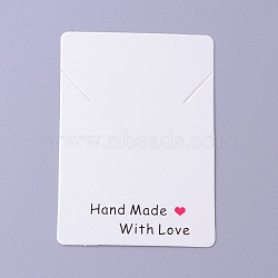 Cardboard Necklace Display Cards, Rectangle with Phrase Hand Made with Love, White, 6.95x5x0.05cm(CDIS-F002-11B)