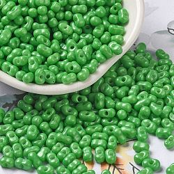 Baking Paint Glass Seed Beads, Peanut, Lime Green, 5.5~6x3~3.5x3mm, Hole: 1~1.2mm, about 4000pcs/pound(SEED-K009-01A-15)