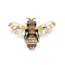 Bee Enamel Pin with Rhinestone, Insect Alloy Badge for Backpack Clothes, Antique Golden, Colorful, 31.5x45x10.5mm(JEWB-A004-21AG)