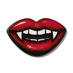 Acrylic Pendants, Valentine's Day Theme, Red, Lip, 27x41x2.2mm, Hole: 1.8mm(OACR-B016-02A)