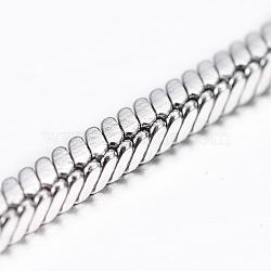 304 Stainless Steel Square Snake Chains, Soldered, Stainless Steel Color, 1.5mm(CHS-L001-165-1.5mm)
