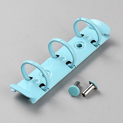 Iron 3-Ring Binding Combs, Loose Leaf Book Binder Hinged Clamp, Comb Binding Spines, Pale Turquoise, 92x20.5x24.5mm, Hole: 4.2mm(IFIN-WH20001-02A-02)