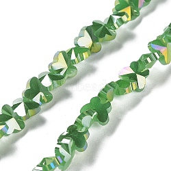 Electroplate Butterfly Glass Beads Strands, Faceted, AB Color Plated, Green, 8x10x5.5mm, Hole: 1.2mm, about 100pcs/strand, 29.13''(74cm)(EGLA-A036-08A-AB04)