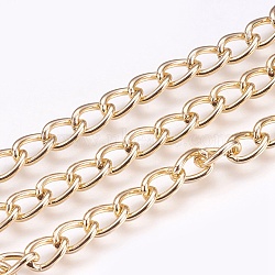 Aluminium Twisted Chains, Curb Chains, Unwelded, Light Gold, 9x6x1.5mm(CHA-K002-02LG)
