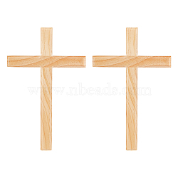 Wood Wall Decoration, Cross, for DIY Crafts Jewelry Making, Light Khaki, 240x150x11.5mm, Hole: 22.5x9.5mm(AJEW-WH0038-11)