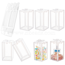 Transparent PVC Candy Treat Gift Box, Crown Print Wedding Party Packaging Box, Rectangle, Clear, Finished Product: 8x8x15cm, Unfold: 28.3x16.1x0.05cm(CON-WH0085-58C)