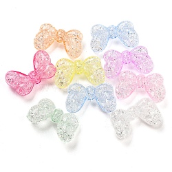 Plating Transparent Carckle Acrylic Beads, Bowknot, Mixed Color, 16.5x27x7.5mm, Hole: 2.2mm(MACR-D024-17)