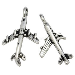 Tibetan Style Alloy Airliner Pendants, Passenger Airplane, Antique Silver, Lead Free and Nickel Free, 22x15x3mm, Hole: 2.5mm(X-TIBEB-A101638-AS-FF)