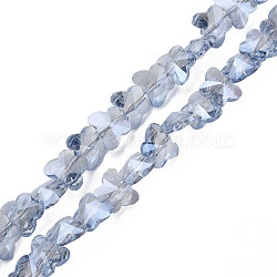 Electroplate Transparent Glass Beads Strands, Pearl Luster Plated, Faceted, Butterfly, Light Steel Blue, 8x10x6mm, Hole: 1mm, about 100pcs/strand, 28.74 inch(73cm)(EGLA-N002-20A-F01)