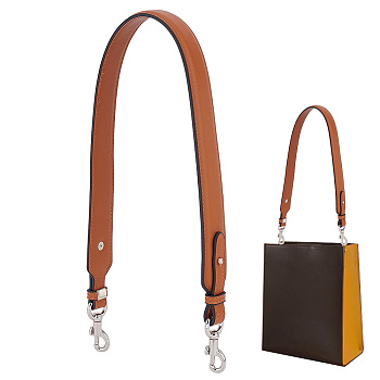 PU Leather Bag Straps, Wide Bag Handles, with Zinc Alloy Swivel Clasps, Purse Making Accessories, Sienna, 72.5x3.55cm