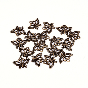 Alloy Pendants, Butterfly, Antique Bronze, 15x19x1.5mm, Hole: 1.5mm