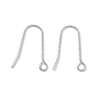 316 Stainless Steel Earring Hooks, with Horizontal Loop, Stainless Steel Color, 22x15x0.9mm, Hole: 2.5mm