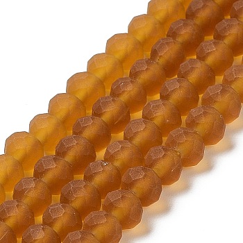 Transparent Glass Beads Strands, Faceted, Frosted, Rondelle, Peru, 6x4.5mm, Hole: 1.4mm, about 86pcs/strand, 16.14 inch(41cm)