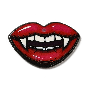 Acrylic Pendants, Valentine's Day Theme, Red, Lip, 27x41x2.2mm, Hole: 1.8mm