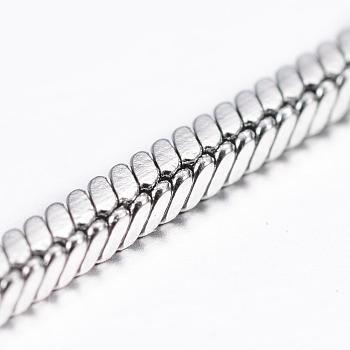 304 Stainless Steel Square Snake Chains, Soldered, Stainless Steel Color, 1.5mm