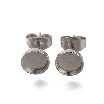 304 Stainless Steel Stud Earrings for Women, Stainless Steel Color, 7mm