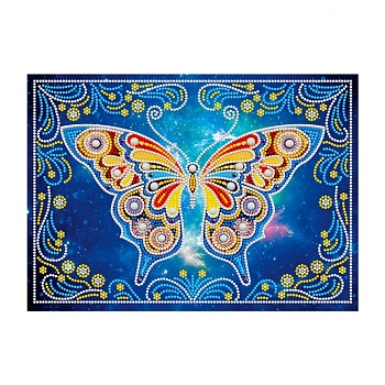 DIY Luminous Diamond Painting Kits, including Canvas, Resin Rhinestones, Diamond Sticky Pen, Tray Plate and Glue Clay, Rectangle, Butterfly Pattern, 400x300mm